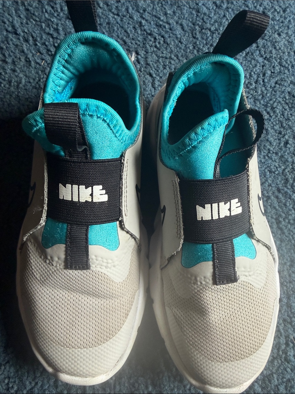 Nike Kids White & Teal Slip-On Athletic Sneakers
